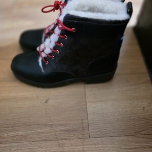 Coach White Fur Lined Boots